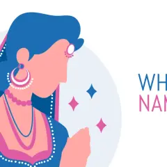 En kvinna i traditionell indisk klädsel med händerna i bön. Texten frågar "Vad betyder namaste?".