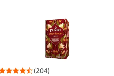 En låda Pukka After Dinner ekologiskt örtte med fänkål, rostad cikoria och kardemumma. Perfekt för en lugn stund efter middagen.